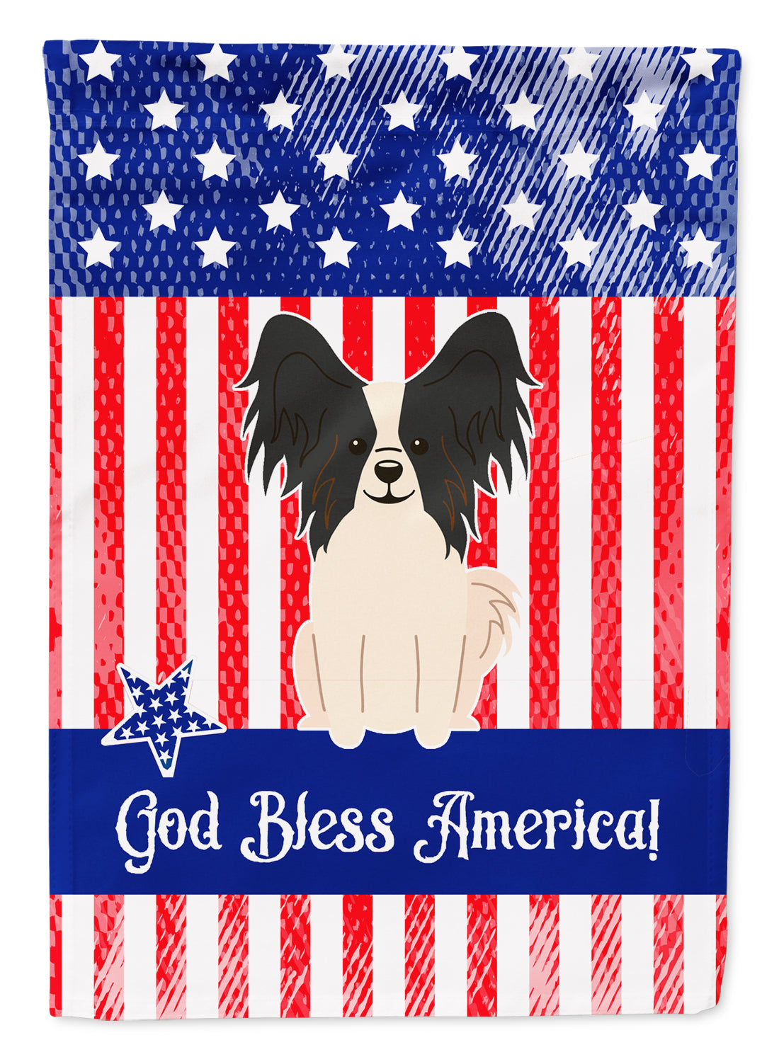 Patriotic USA Papillon Black White Flag Garden Size  the-store.com.