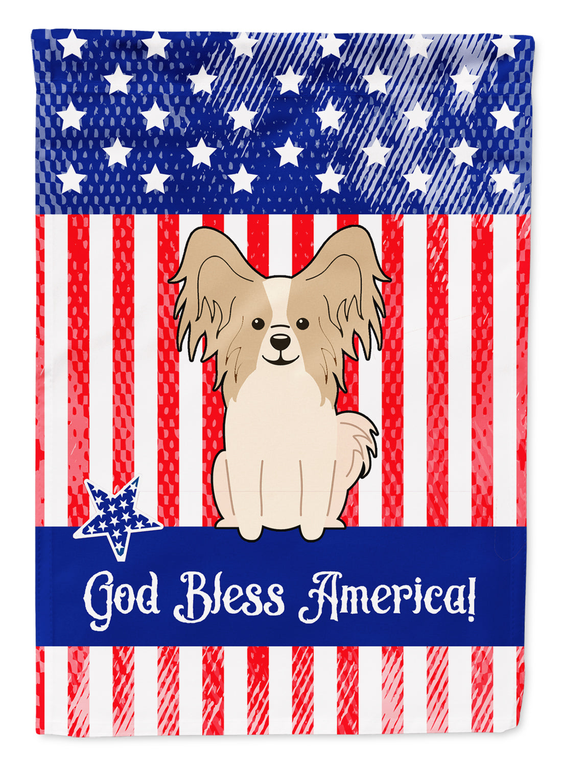 Patriotic USA Papillon Sable White Flag Garden Size  the-store.com.