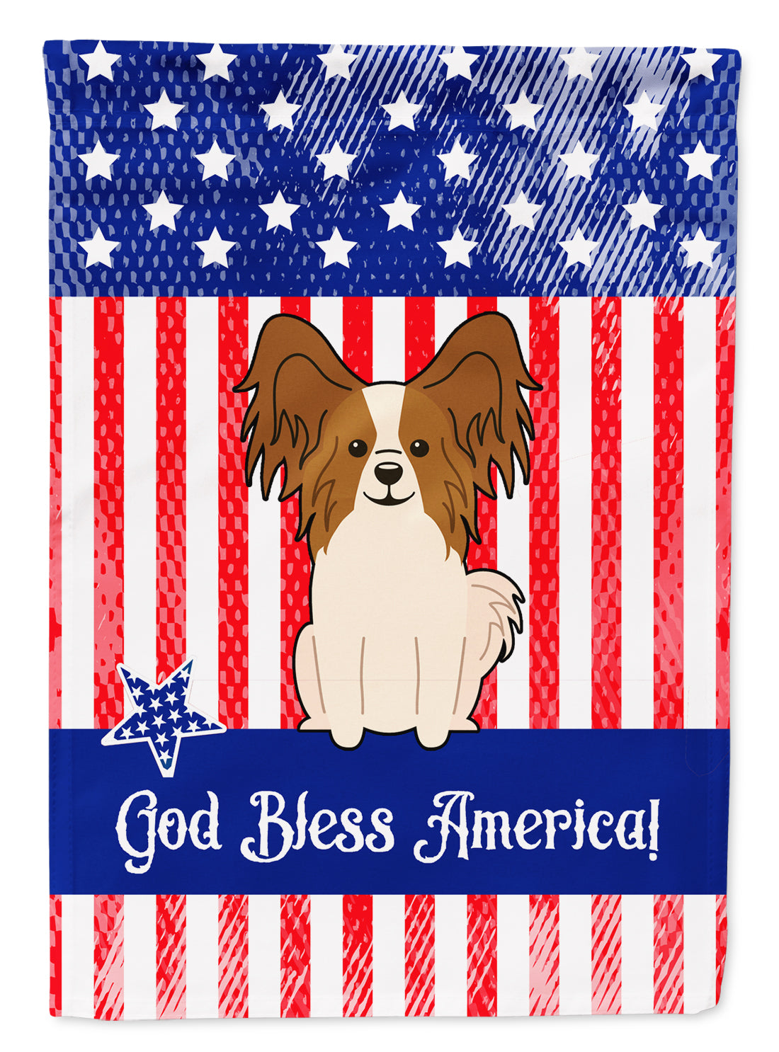 Patriotic USA Papillon Red White Flag Garden Size  the-store.com.