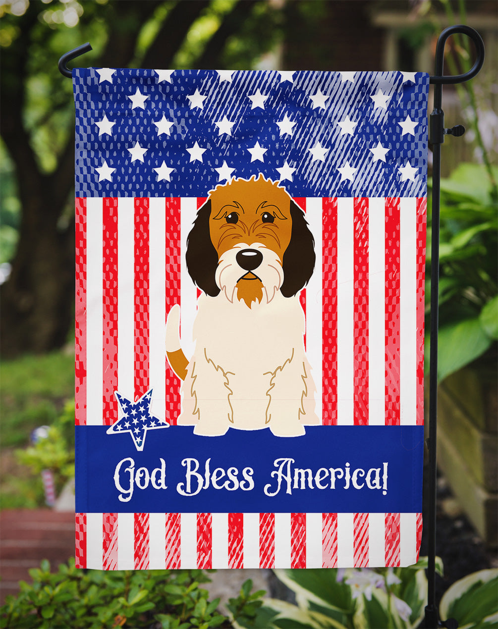 Patriotic USA Petit Basset Griffon Veenden Flag Garden Size  the-store.com.