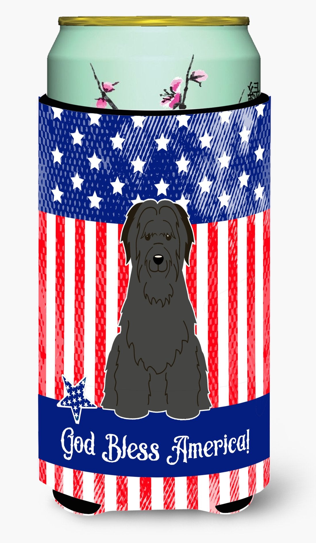 Patriotic USA Briard Black Tall Boy Beverage Insulator Hugger BB3076TBC by Caroline's Treasures