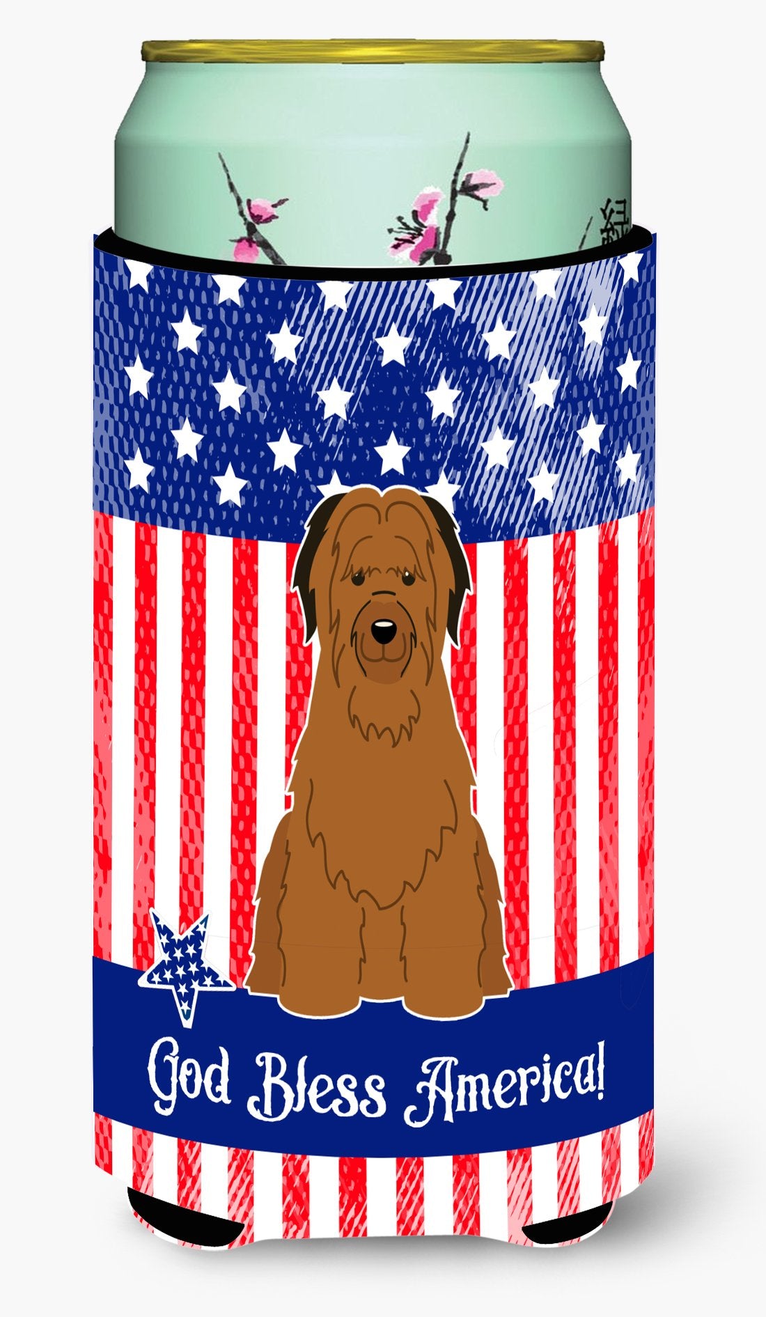 Patriotic USA Briard Brown Tall Boy Beverage Insulator Hugger by Caroline&#39;s Treasures