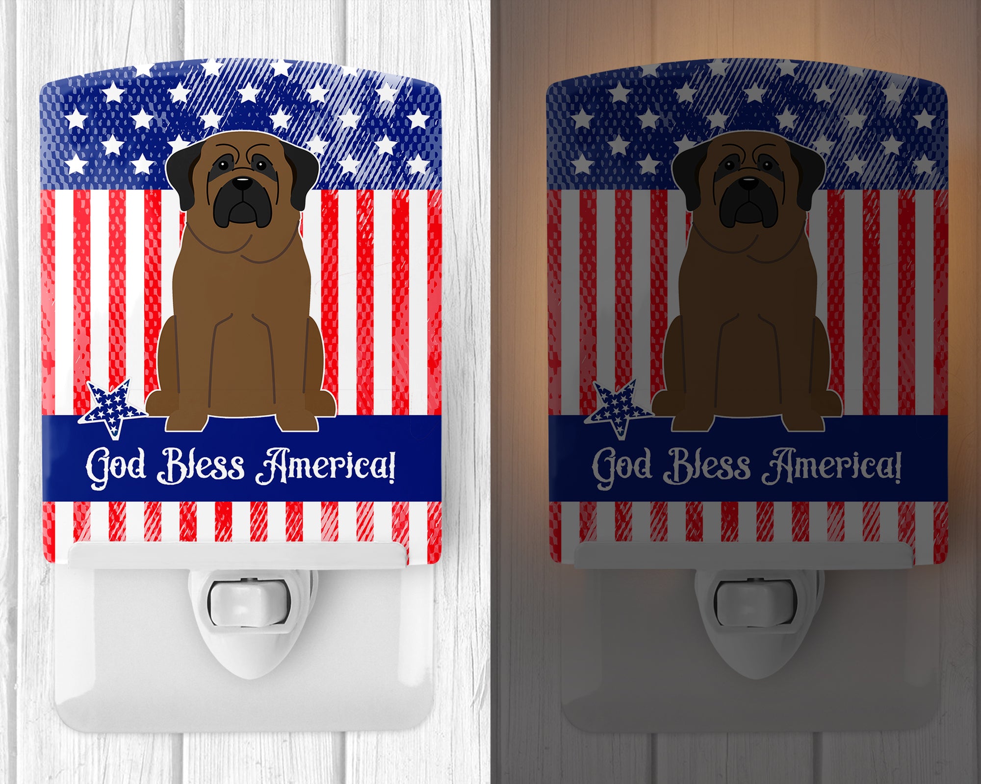 Patriotic USA Bullmastiff Ceramic Night Light BB3079CNL - the-store.com