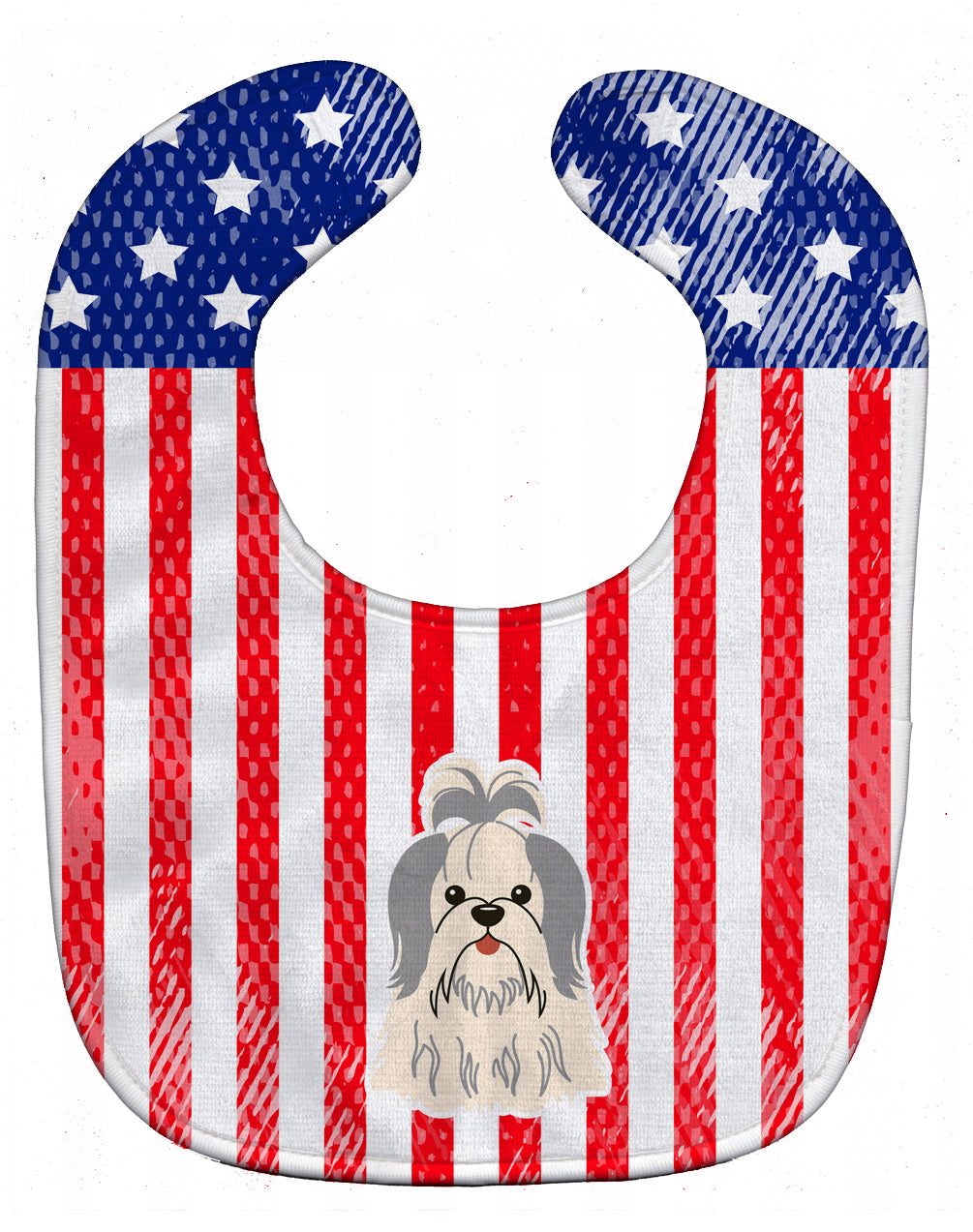 Patriotic USA Shih Tzu Silver White Baby Bib BB3080BIB - the-store.com