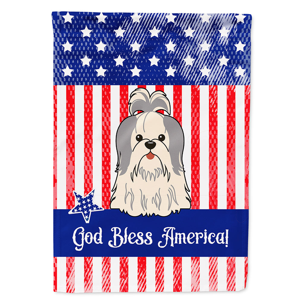 Patriotic USA Shih Tzu Silver White Flag Canvas House Size BB3080CHF  the-store.com.