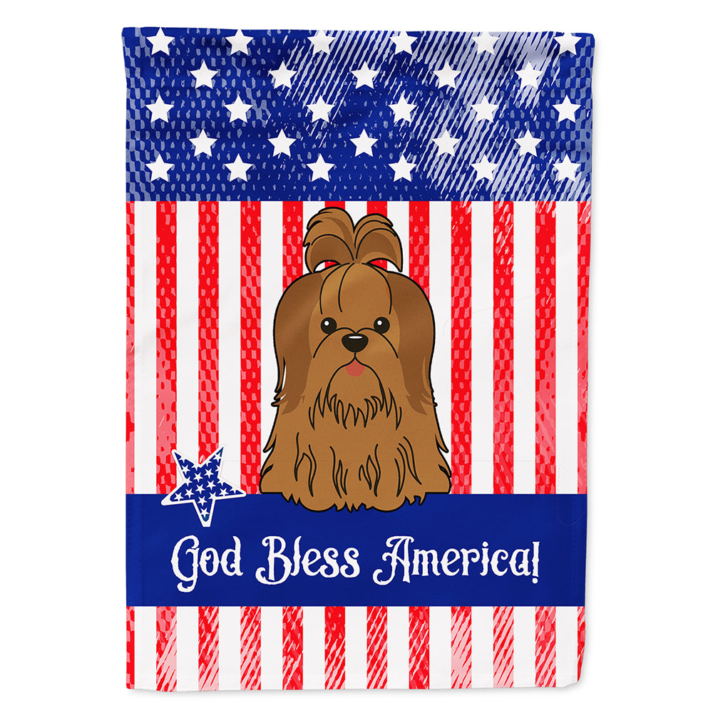 Patriotic USA Shih Tzu Silver Chocolate Flag Canvas House Size  the-store.com.