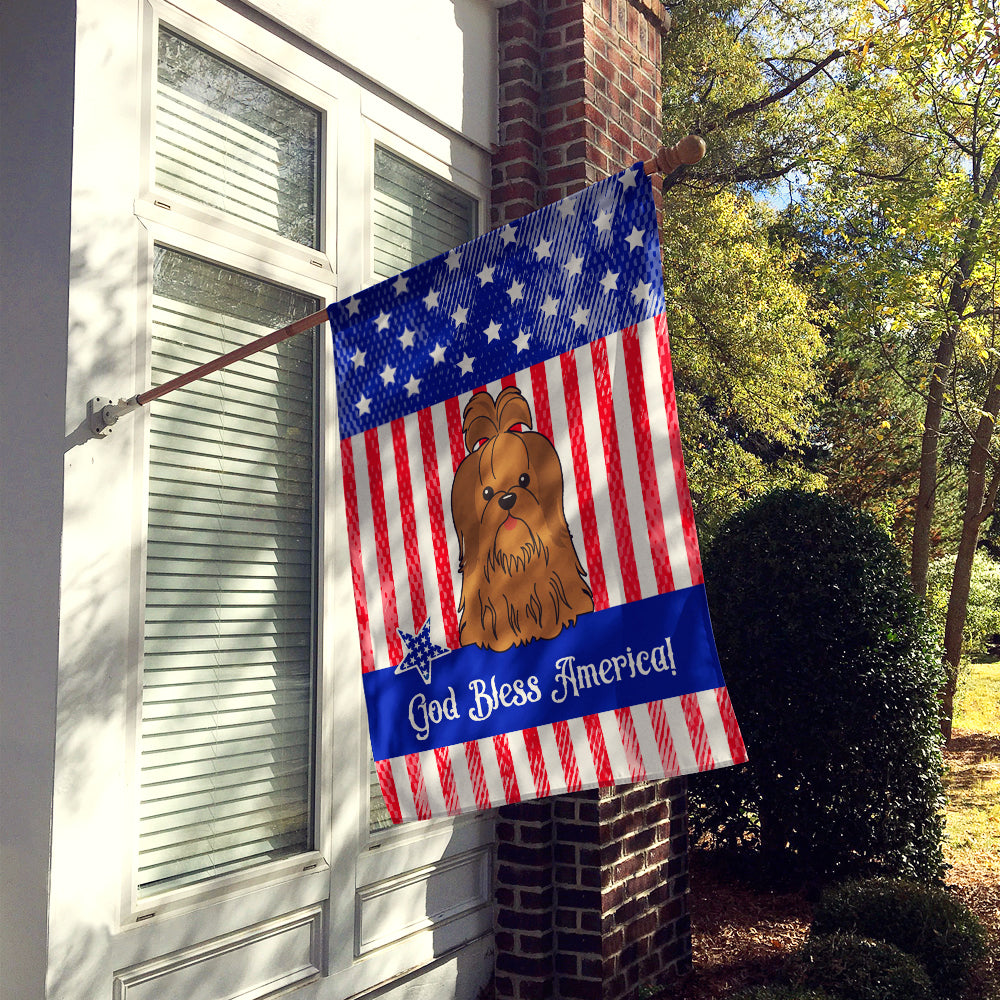 Patriotic USA Shih Tzu Silver Chocolate Flag Canvas House Size  the-store.com.