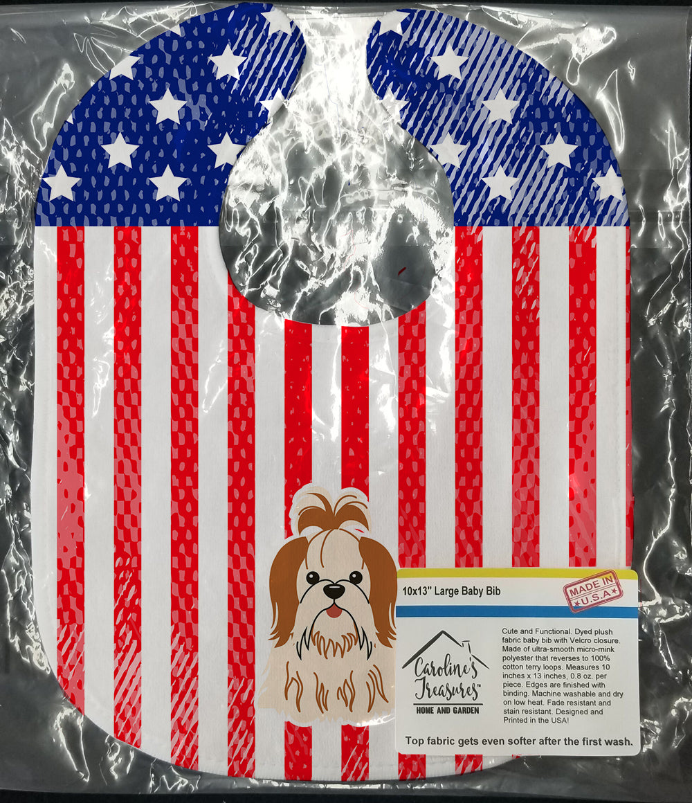 Patriotic USA Shih Tzu Red White Baby Bib BB3082BIB - the-store.com