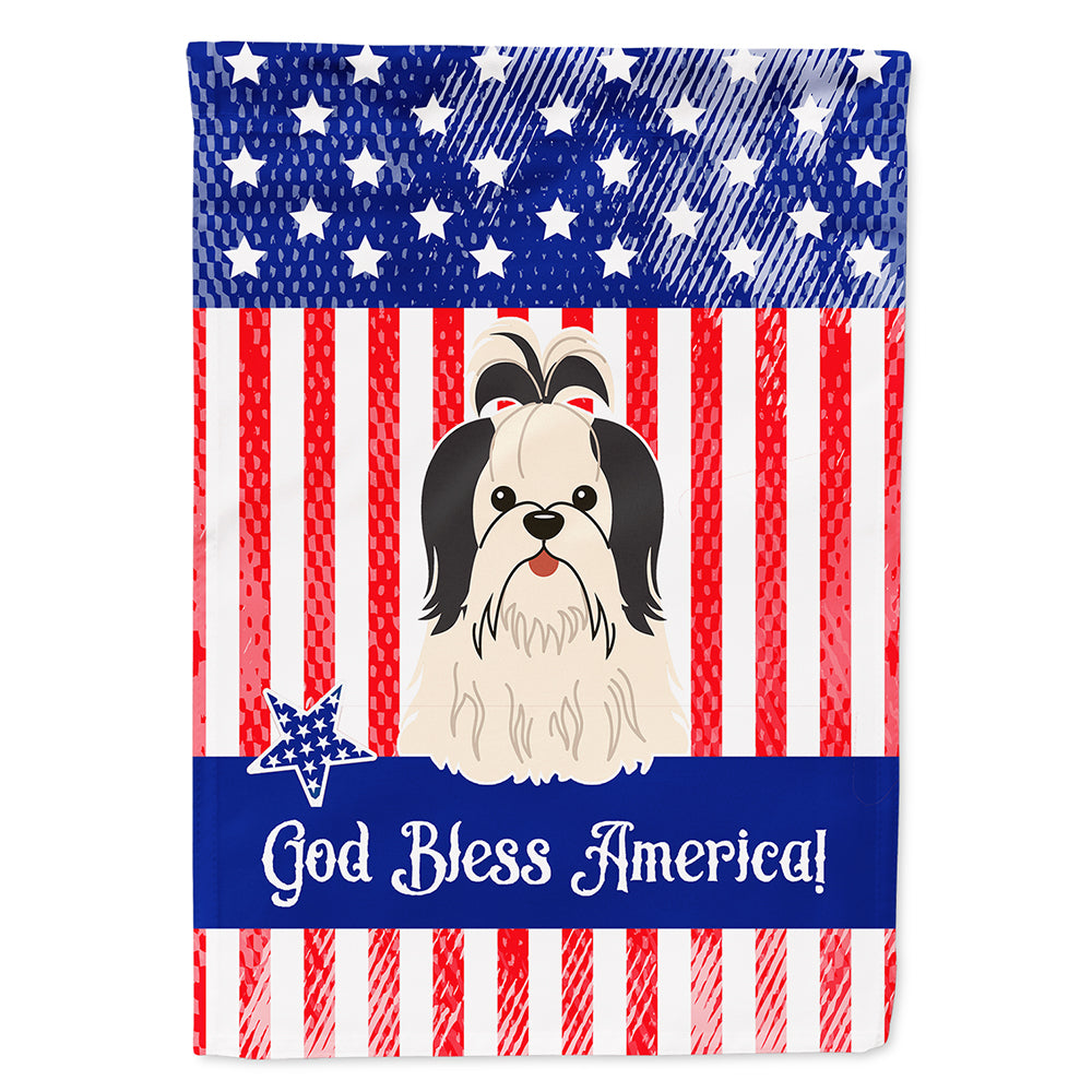 Patriotic USA Shih Tzu Black White Flag Canvas House Size  the-store.com.