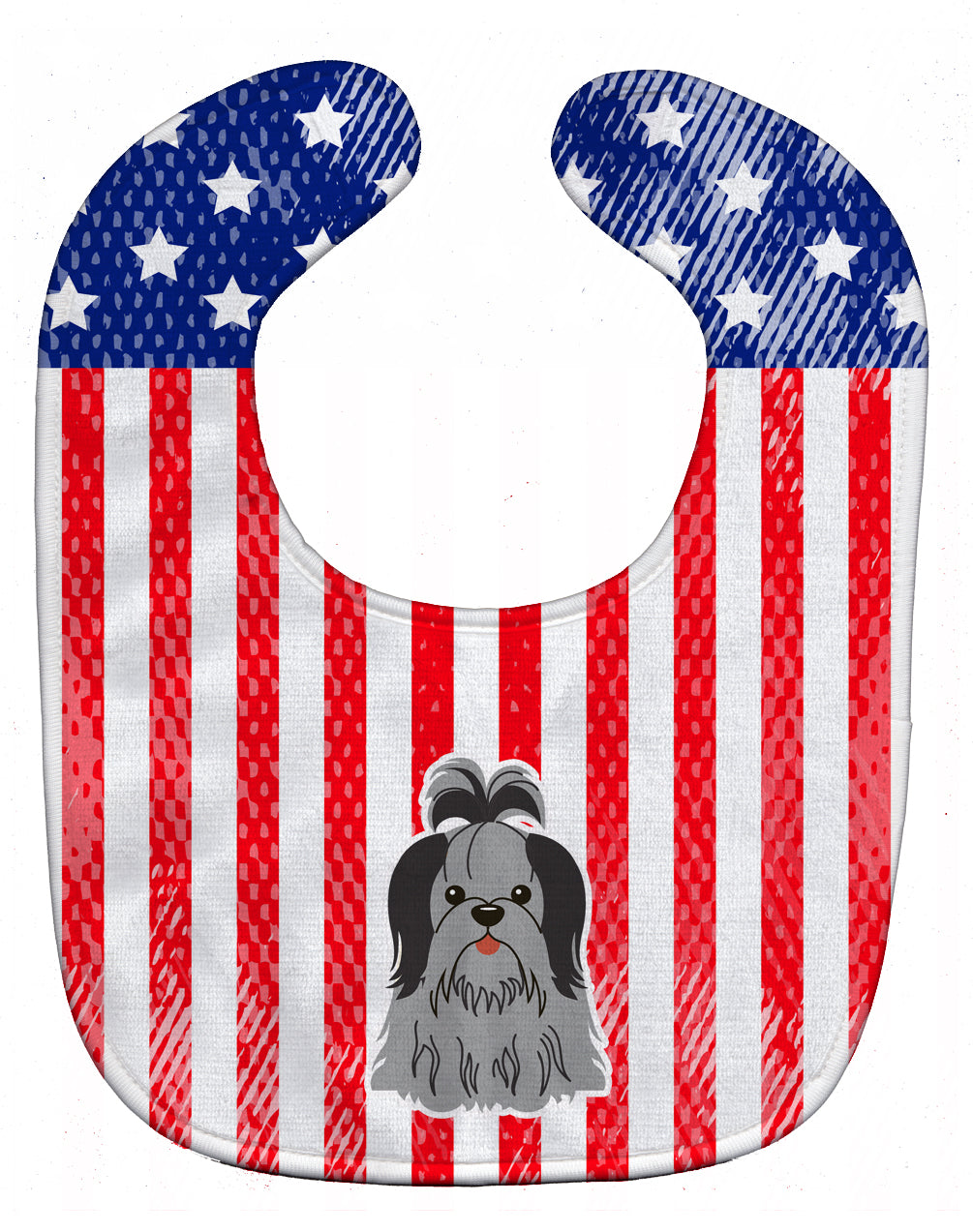 Patriotic USA Shih Tzu Black Silver Baby Bib BB3084BIB - the-store.com