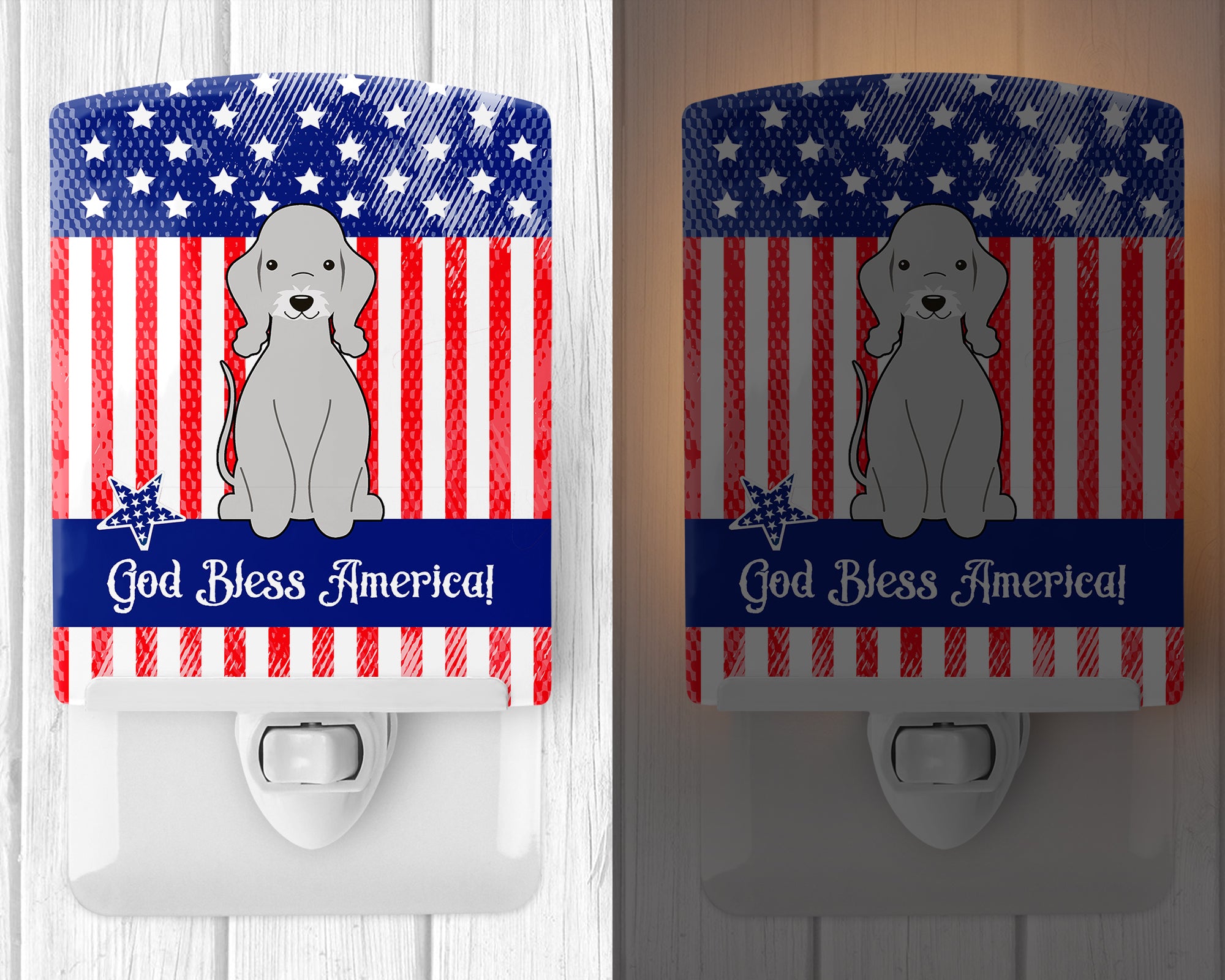 Patriotic USA Bedlington Terrier Blue Ceramic Night Light BB3085CNL - the-store.com