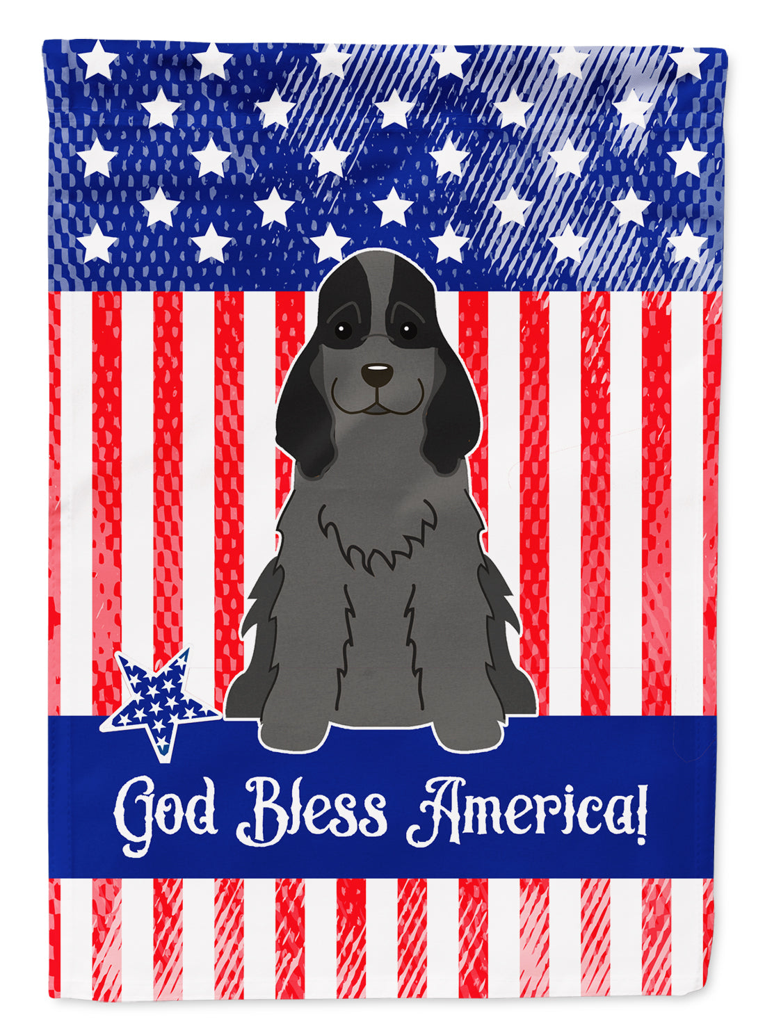 Patriotic USA Cocker Spaniel Black Flag Garden Size  the-store.com.