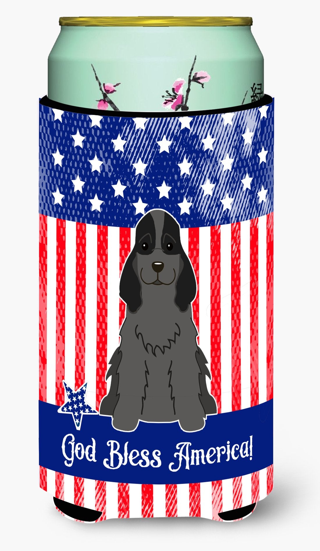 Patriotic USA Cocker Spaniel Black Tall Boy Beverage Insulator Hugger by Caroline's Treasures