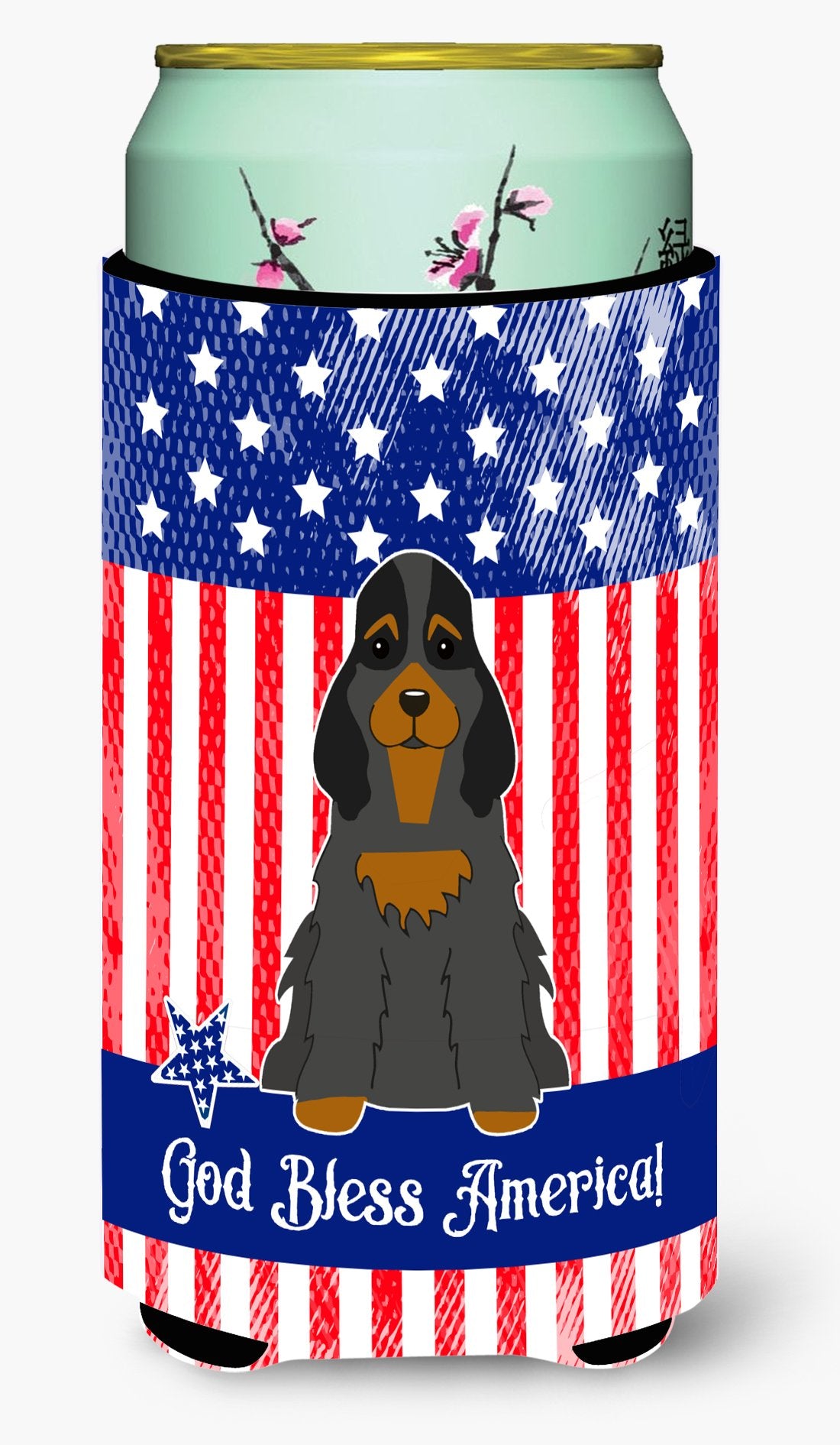 Patriotic USA Cocker Spaniel Black Tan Tall Boy Beverage Insulator Hugger BB3088TBC by Caroline's Treasures