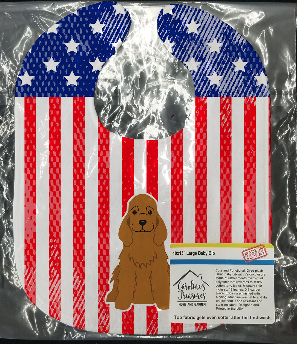 Patriotic USA Cocker Spaniel Red Baby Bib BB3090BIB - the-store.com