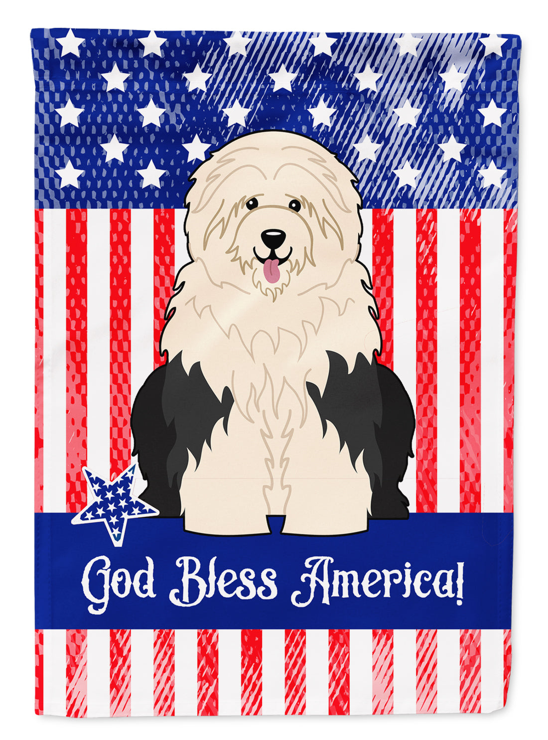 Patriotic USA Old English Sheepdog Flag Garden Size  the-store.com.