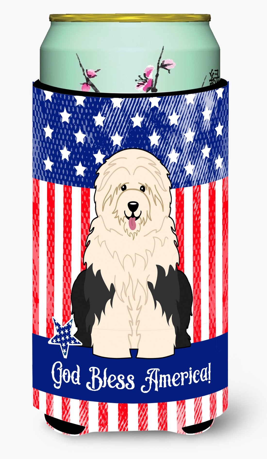 Patriotic USA Old English Sheepdog Tall Boy Beverage Insulator Hugger by Caroline&#39;s Treasures