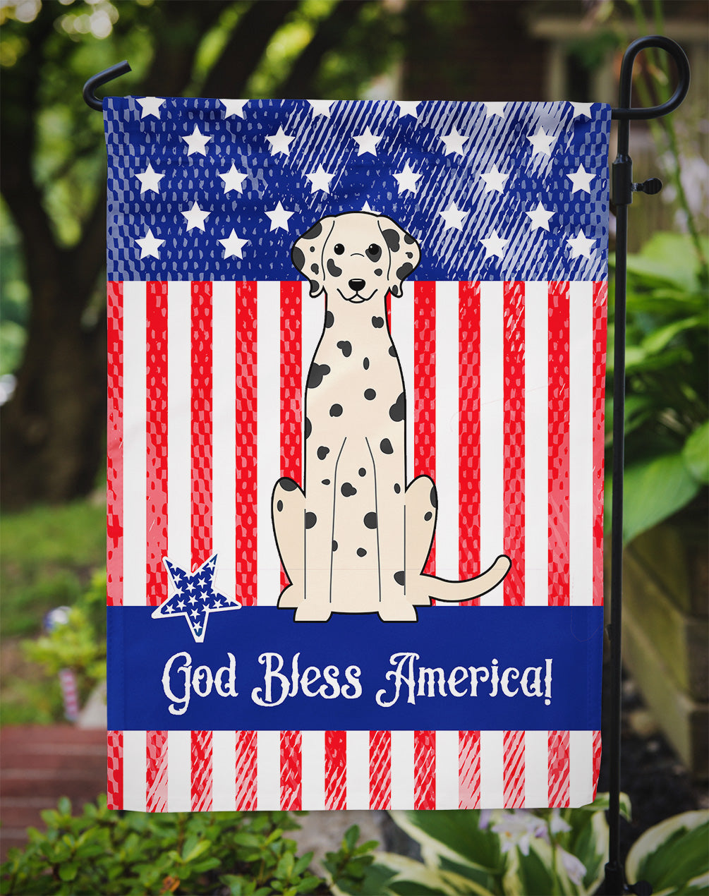 Patriotic USA Dalmatian Flag Garden Size  the-store.com.