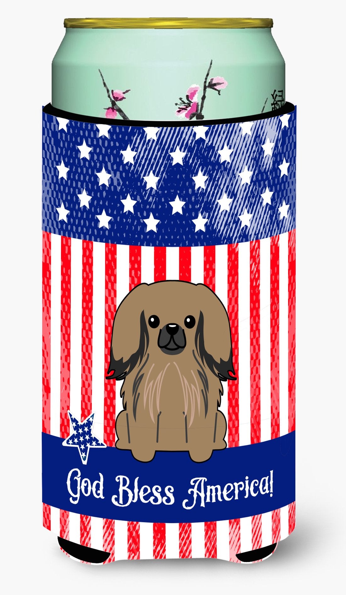 Patriotic USA Pekingnese Tan Tall Boy Beverage Insulator Hugger by Caroline's Treasures