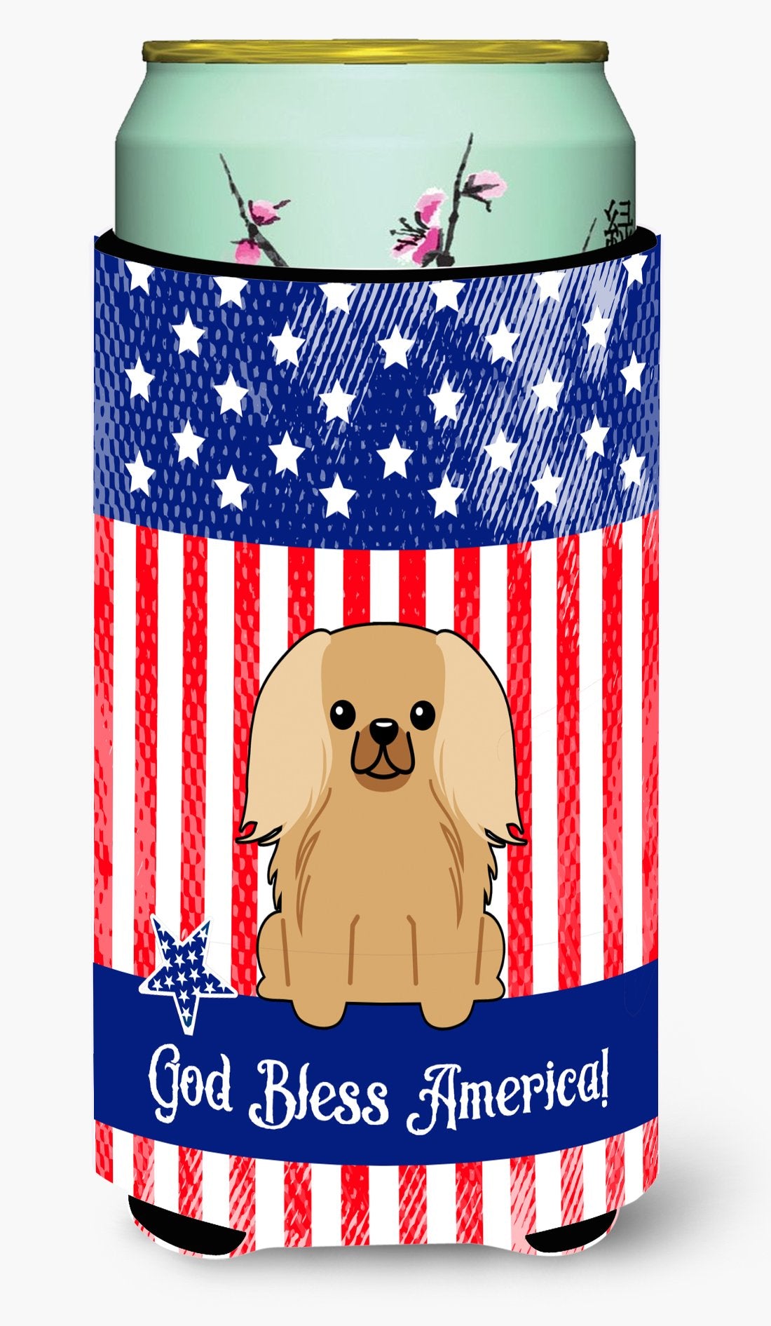 Patriotic USA Pekingnese Fawn Sable Tall Boy Beverage Insulator Hugger by Caroline&#39;s Treasures