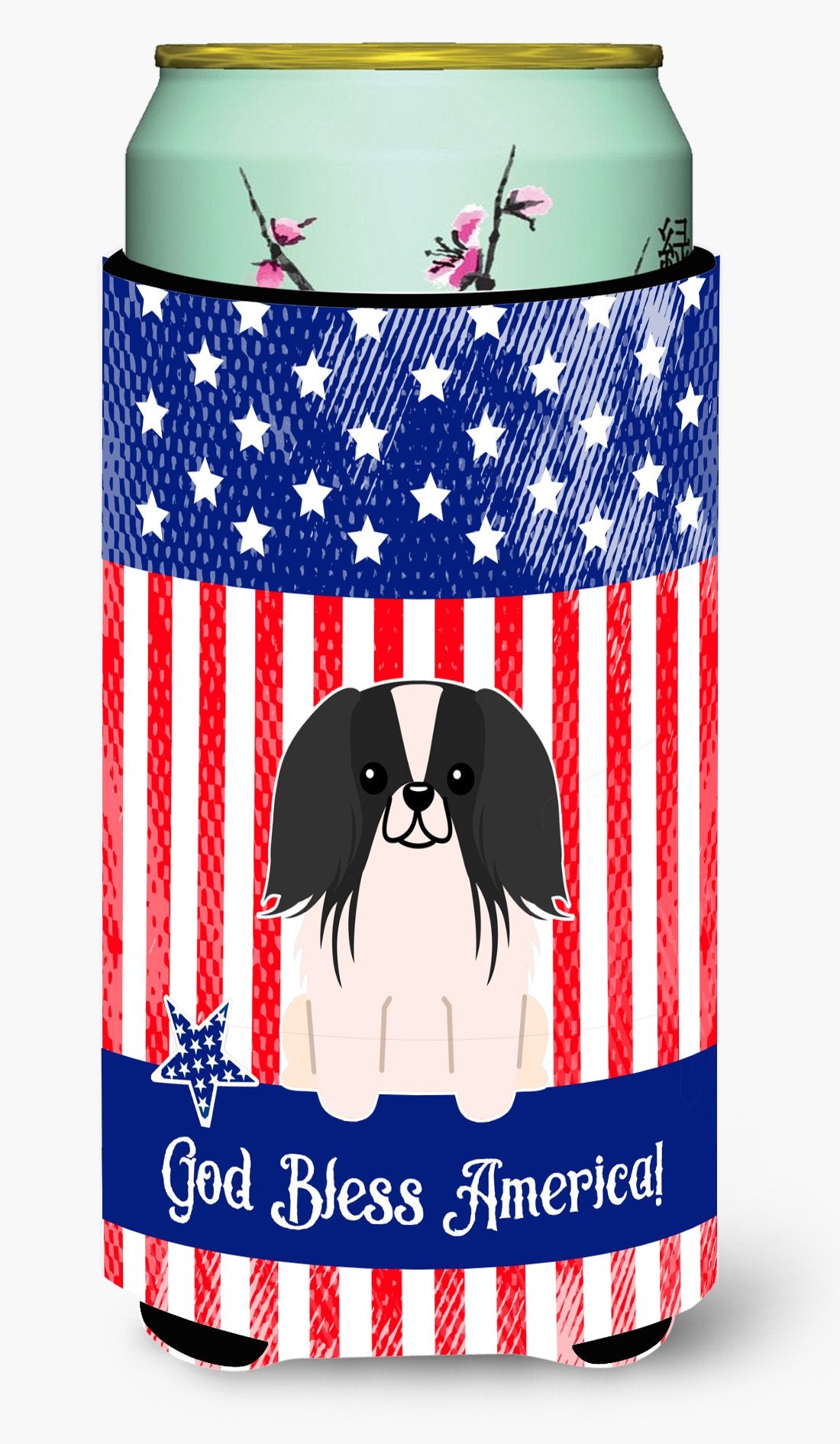 Patriotic USA Pekingnese Black White Tall Boy Beverage Insulator Hugger by Caroline&#39;s Treasures