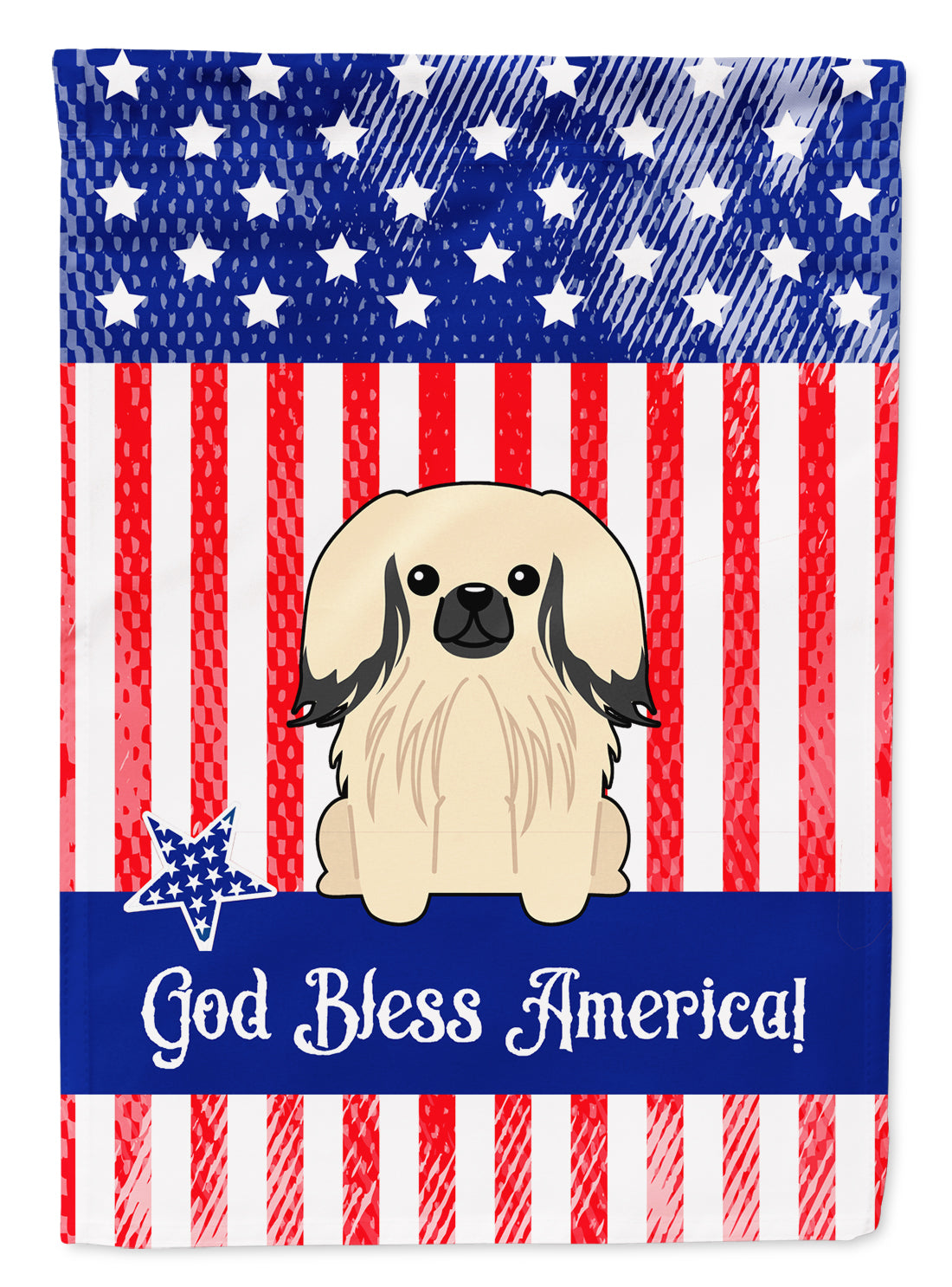 Patriotic USA Pekingnese Cream Flag Garden Size  the-store.com.