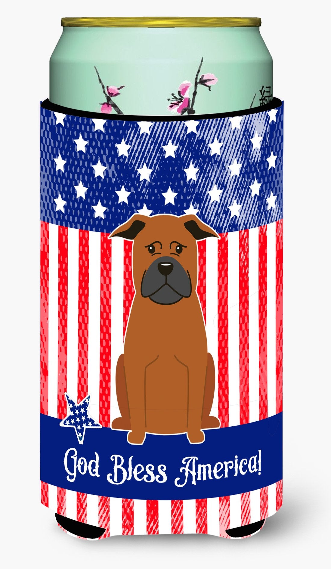 Patriotic USA Chinese Chongqing Dog Tall Boy Beverage Insulator Hugger by Caroline's Treasures