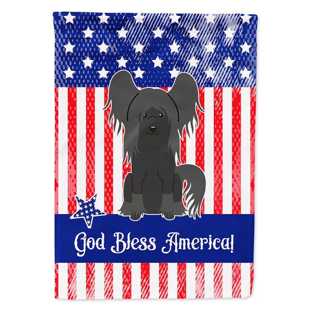 Patriotic USA Chinese Crested Black Flag Canvas House Size BB3107CHF  the-store.com.