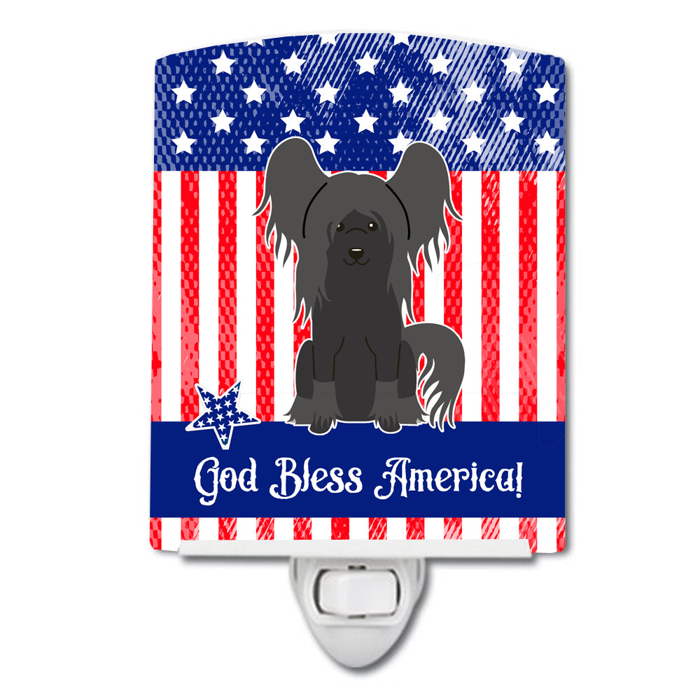 Patriotic USA Chinese Crested Black Ceramic Night Light BB3107CNL - the-store.com