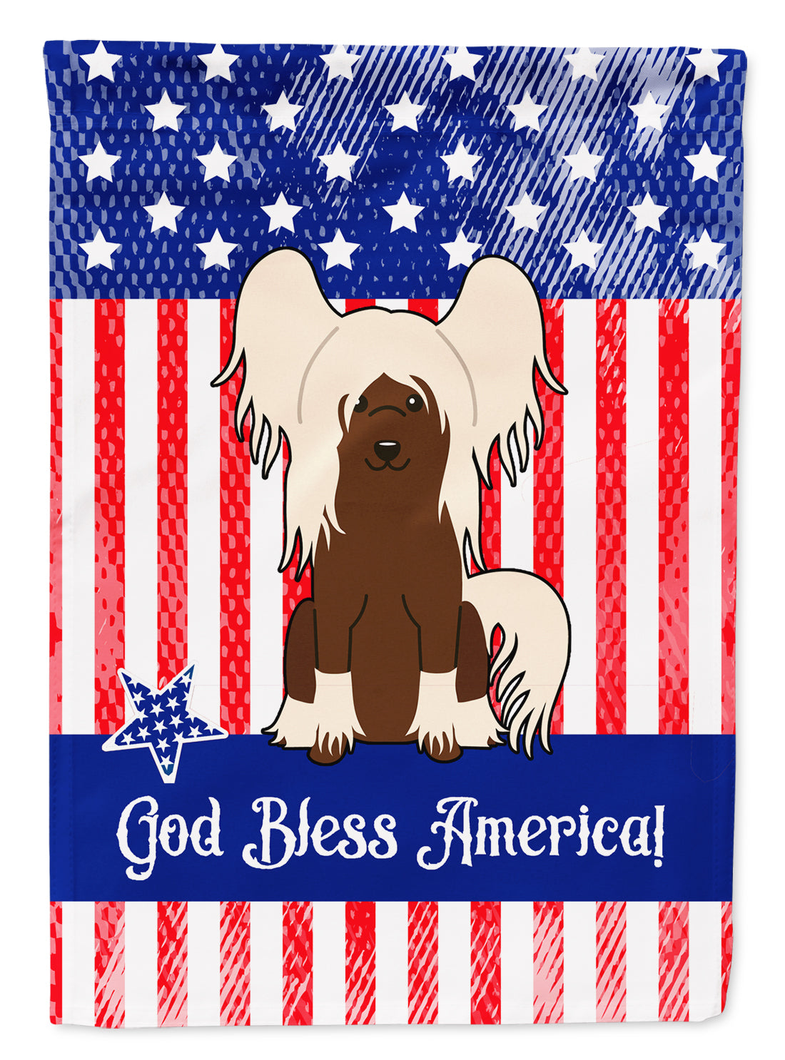 Patriotic USA Chinese Crested Cream Flag Garden Size  the-store.com.