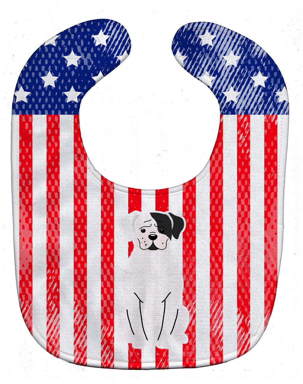 Patriotic USA White Boxer Cooper Baby Bib BB3109BIB - the-store.com