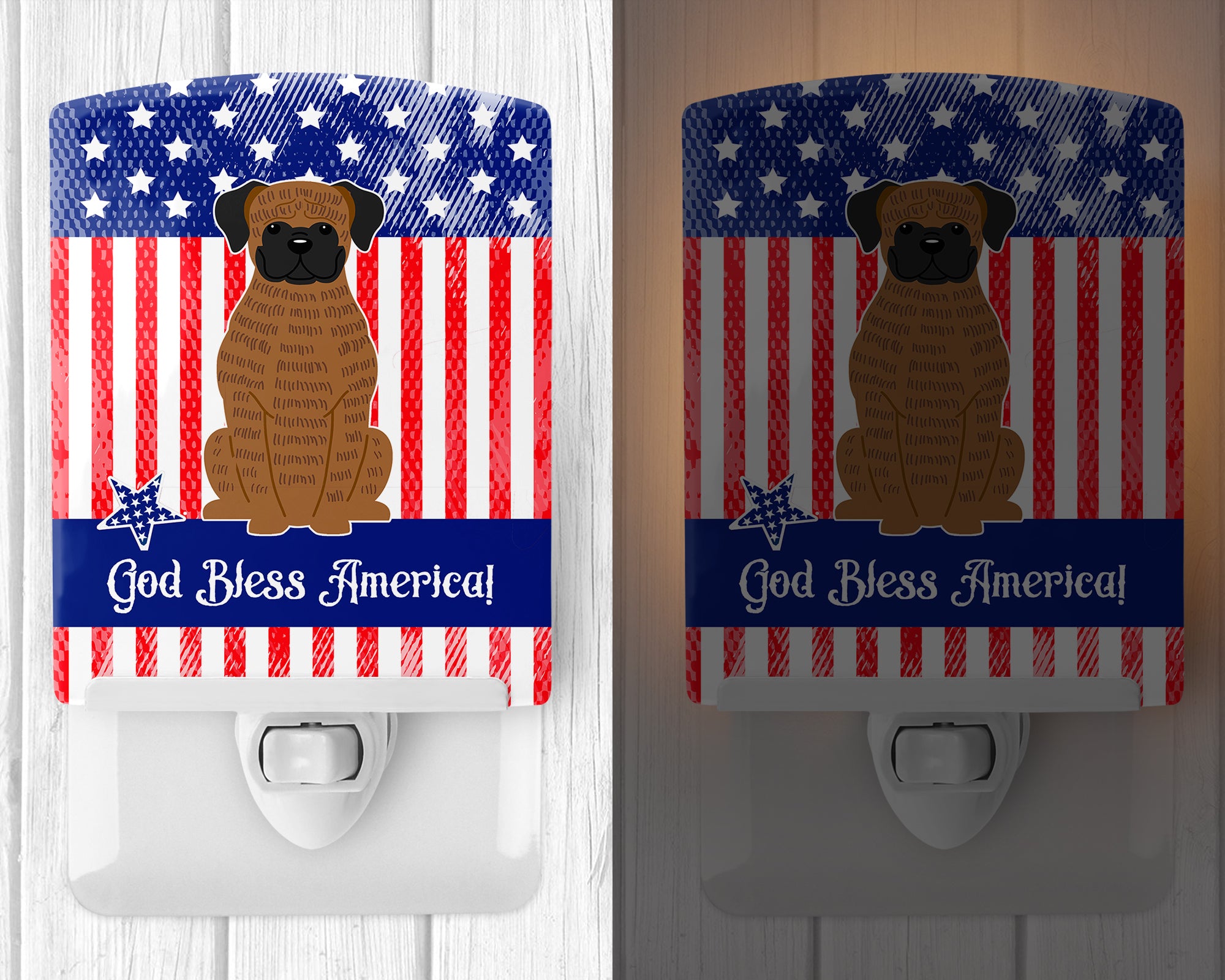 Patriotic USA Brindle Boxer Ceramic Night Light BB3112CNL - the-store.com