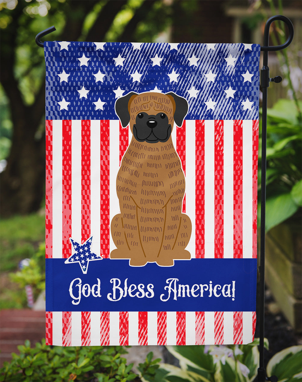 Patriotic USA Brindle Boxer Flag Garden Size BB3112GF  the-store.com.