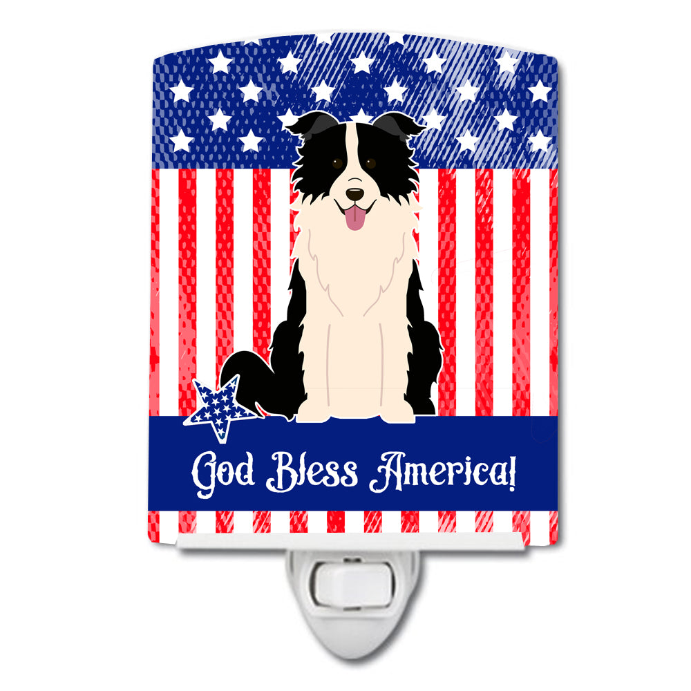 Patriotic USA Border Collie Black White Ceramic Night Light BB3113CNL - the-store.com