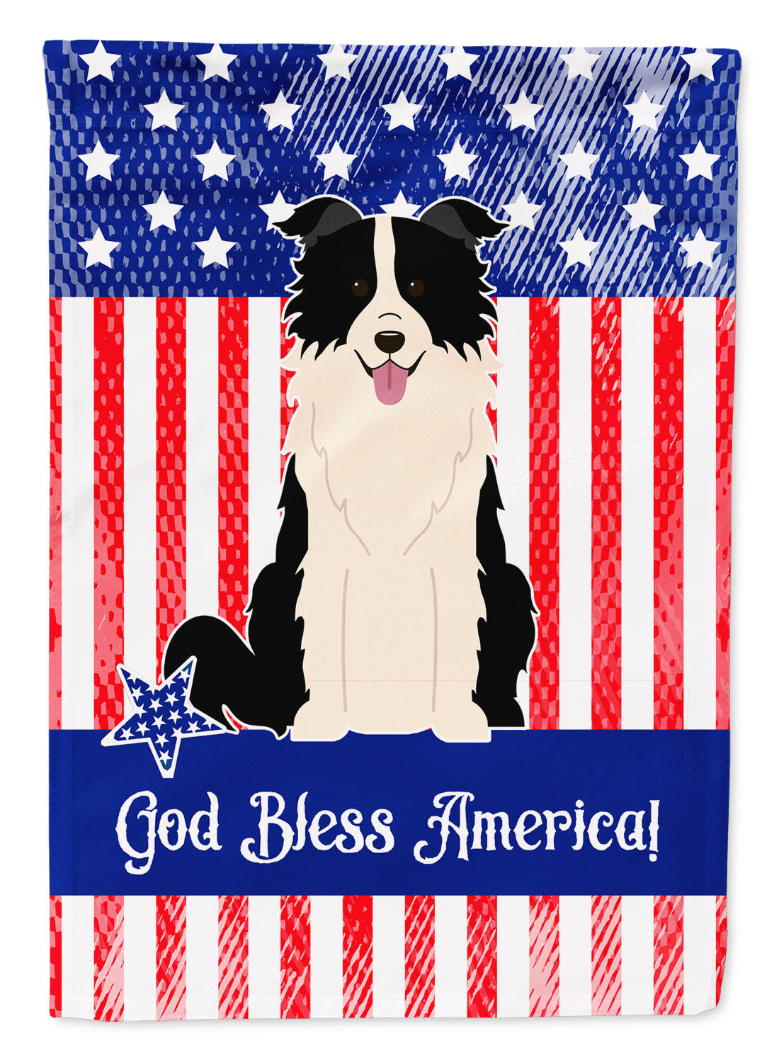 Patriotic USA Border Collie Black White Flag Garden Size  the-store.com.