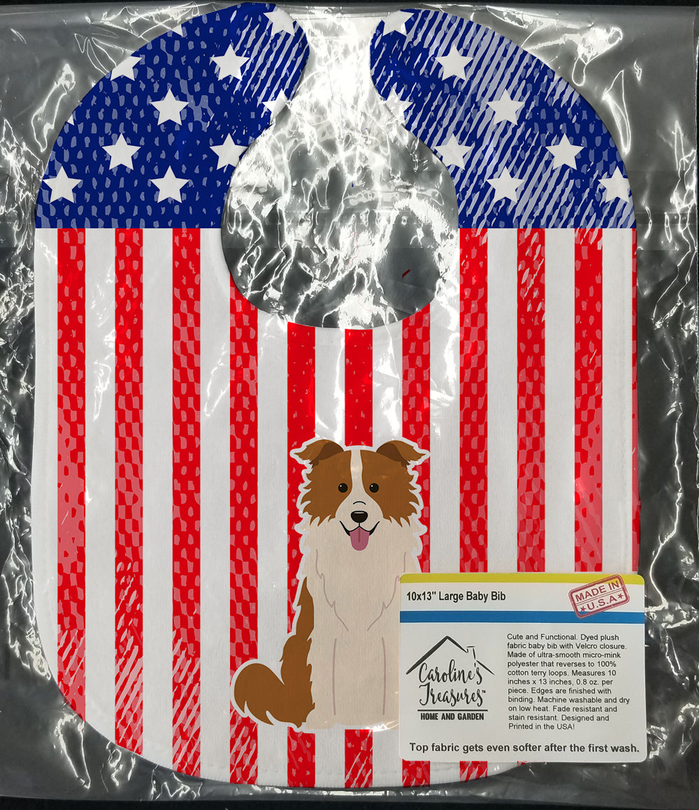 Patriotic USA Border Collie Red White Baby Bib BB3114BIB - the-store.com