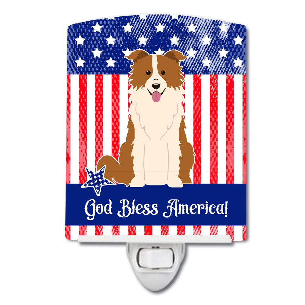 Patriotic USA Border Collie Red White Ceramic Night Light BB3114CNL - the-store.com