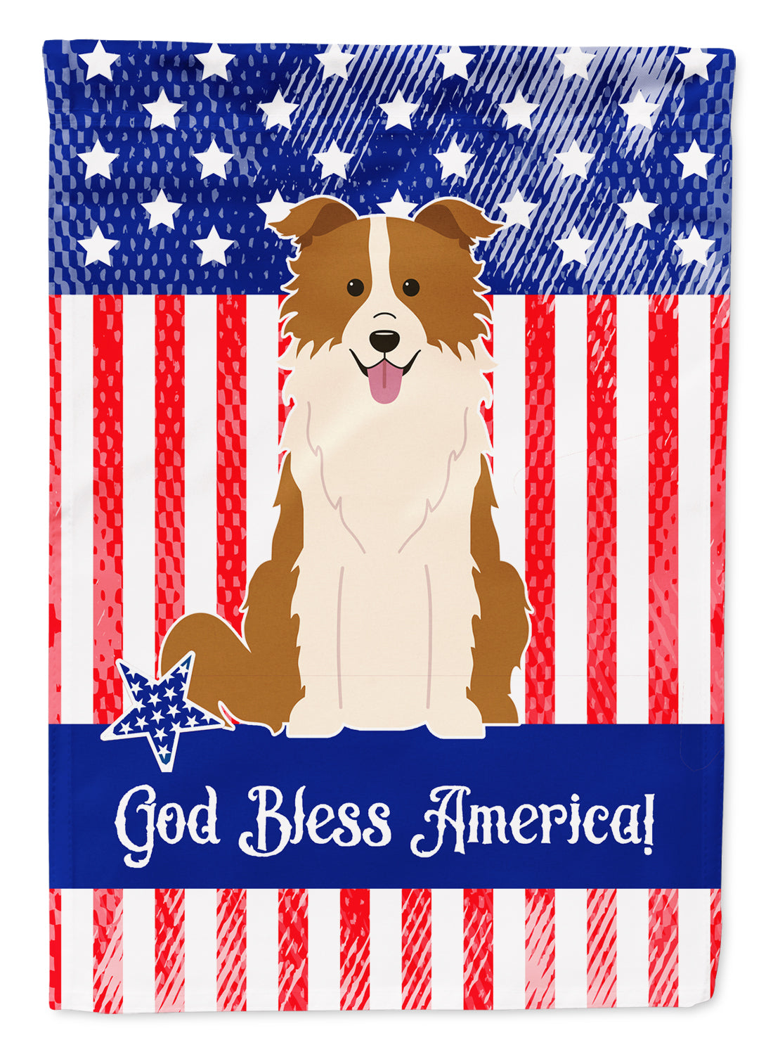 Patriotic USA Border Collie Red White Flag Garden Size  the-store.com.