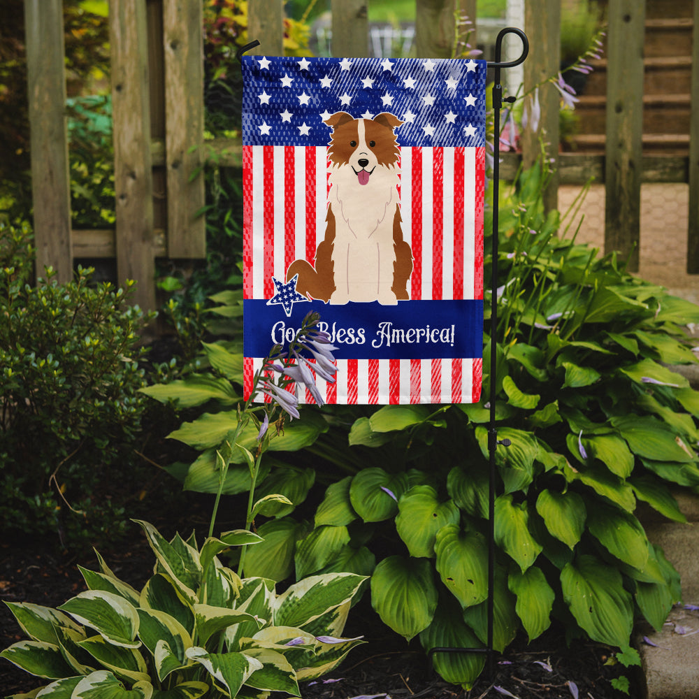 Patriotic USA Border Collie Red White Flag Garden Size  the-store.com.