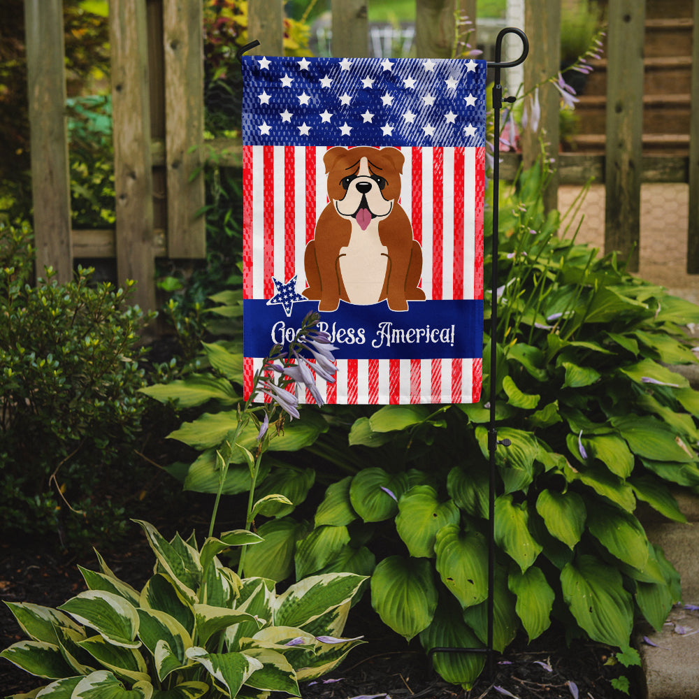 Patriotic USA English Bulldog Red White Flag Garden Size  the-store.com.