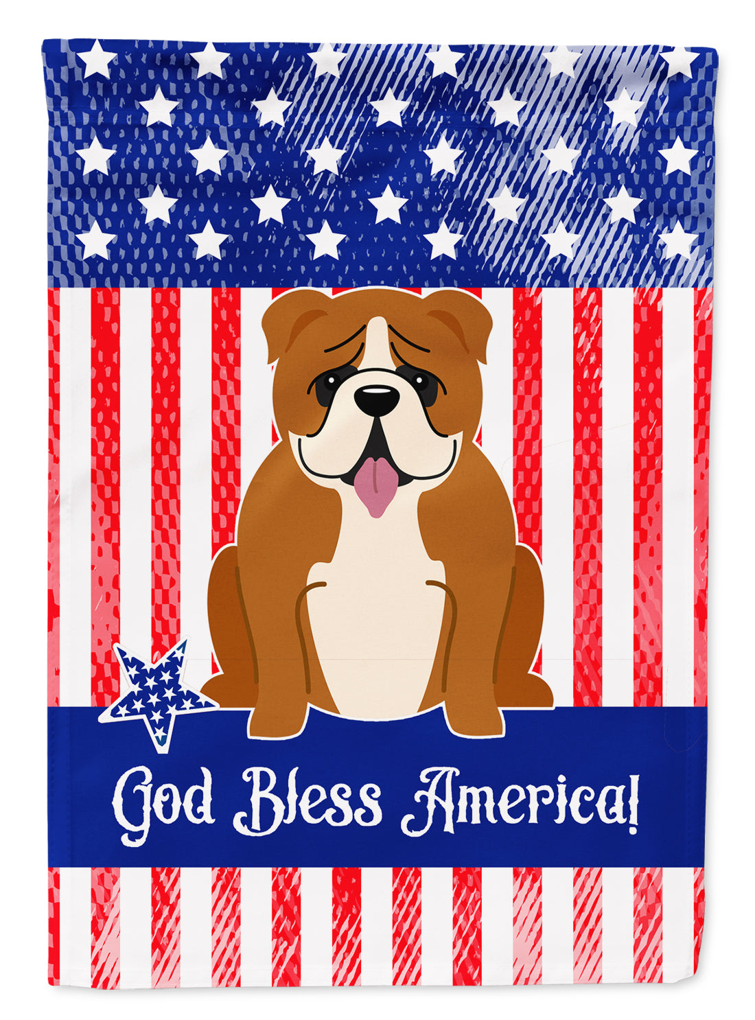 Patriotic USA English Bulldog Red White Flag Garden Size  the-store.com.