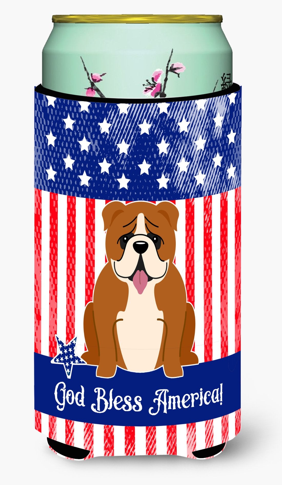 Patriotic USA English Bulldog Red White Tall Boy Beverage Insulator Hugger by Caroline's Treasures