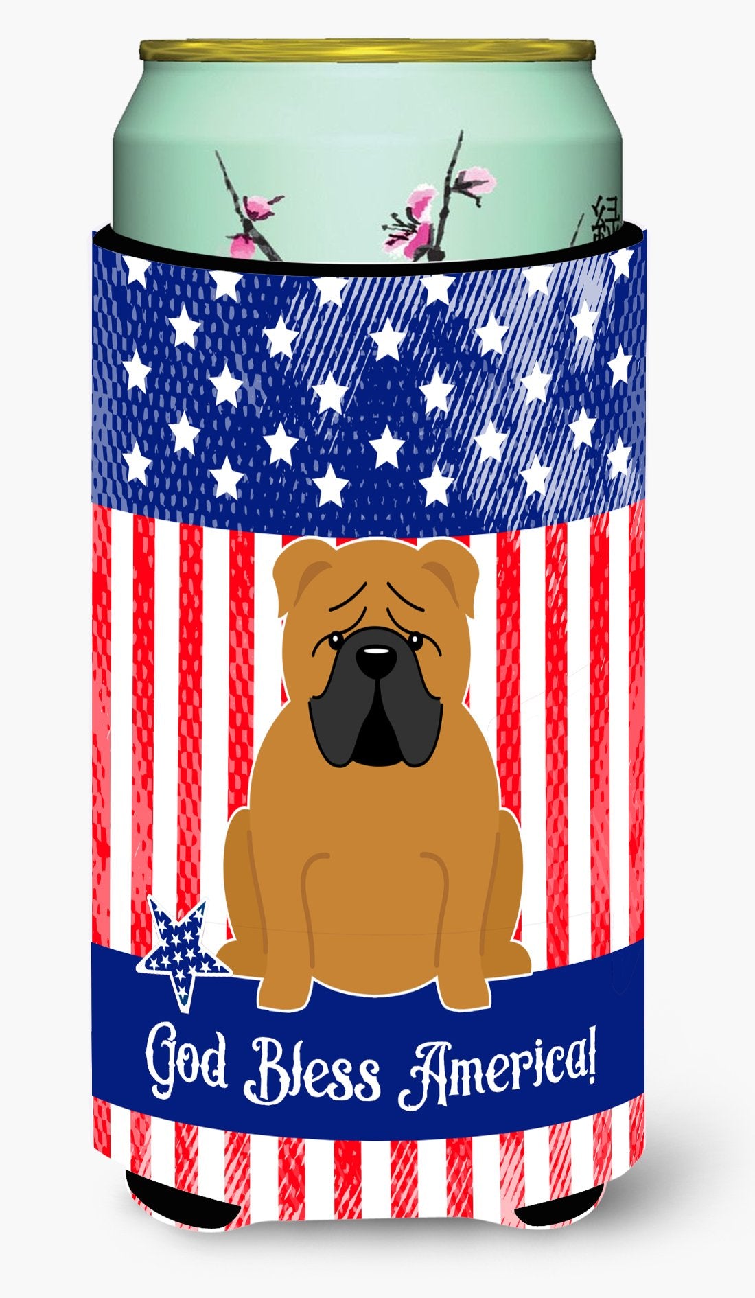 Patriotic USA English Bulldog Red Tall Boy Beverage Insulator Hugger BB3117TBC by Caroline's Treasures