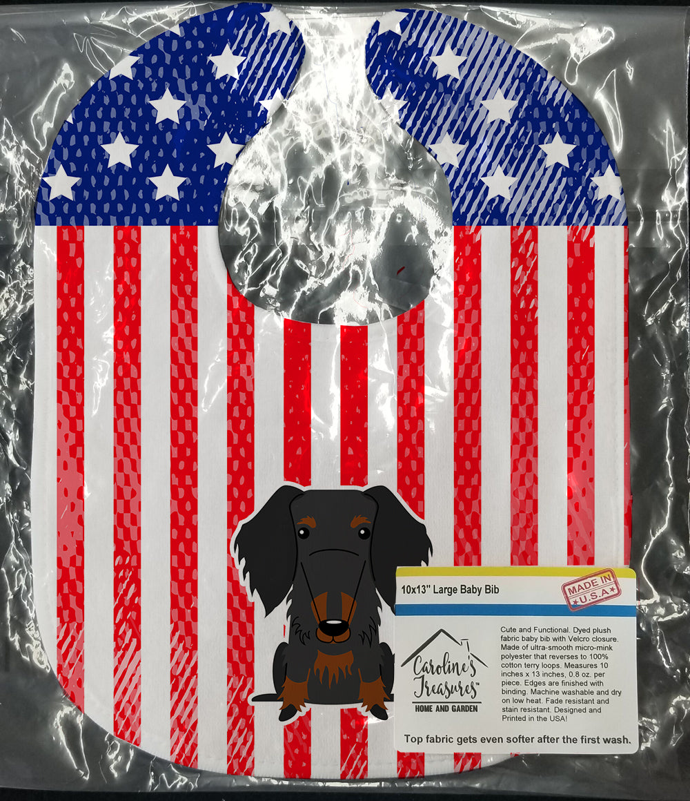 Patriotic USA Wire Haired Dachshund Black Tan Baby Bib BB3122BIB - the-store.com