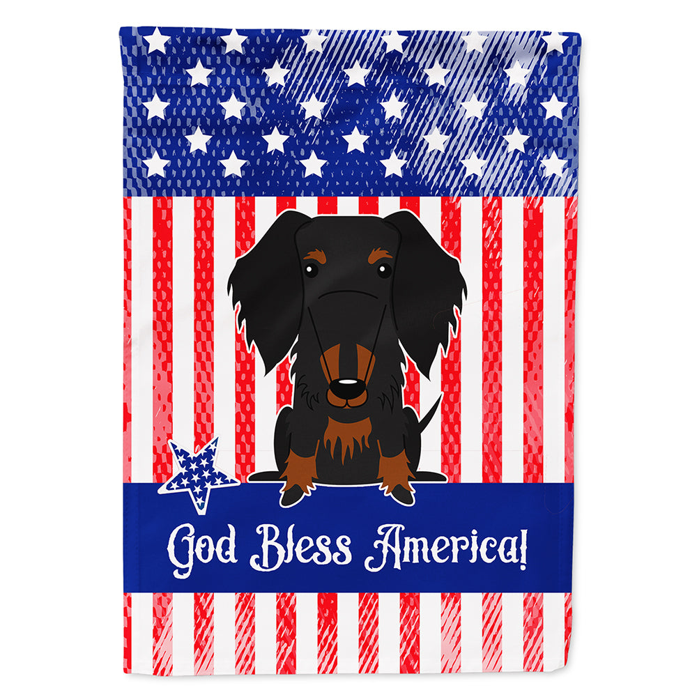 Patriotic USA Wire Haired Dachshund Black Tan Flag Canvas House Size BB3122CHF  the-store.com.