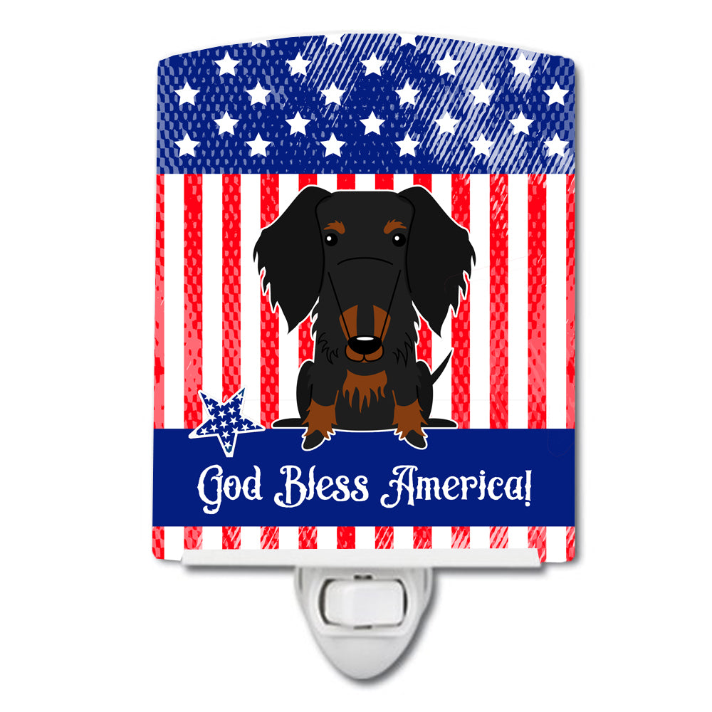 Patriotic USA Wire Haired Dachshund Black Tan Ceramic Night Light BB3122CNL - the-store.com