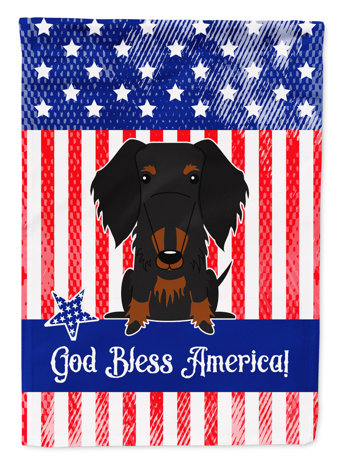 Patriotic USA Wire Haired Dachshund Black Tan Flag Garden Size  the-store.com.