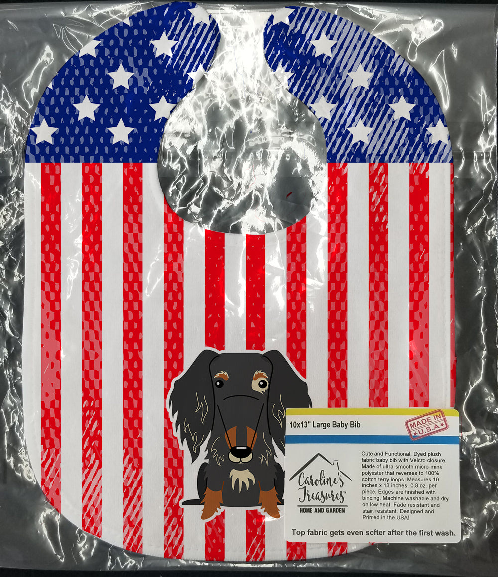 Patriotic USA Wire Haired Dachshund Dapple Baby Bib BB3123BIB - the-store.com