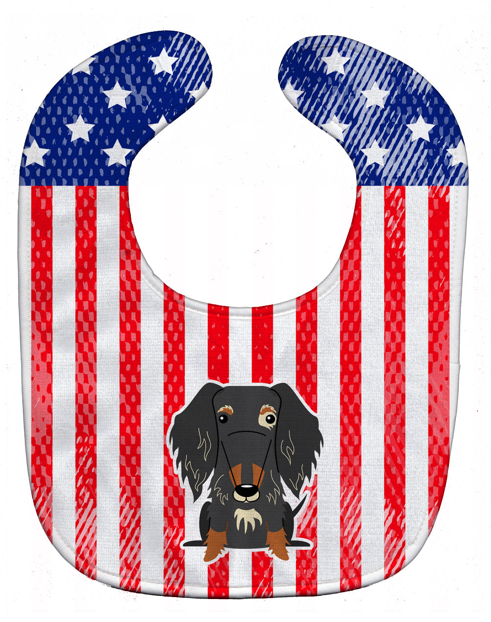 Patriotic USA Wire Haired Dachshund Dapple Baby Bib BB3123BIB - the-store.com