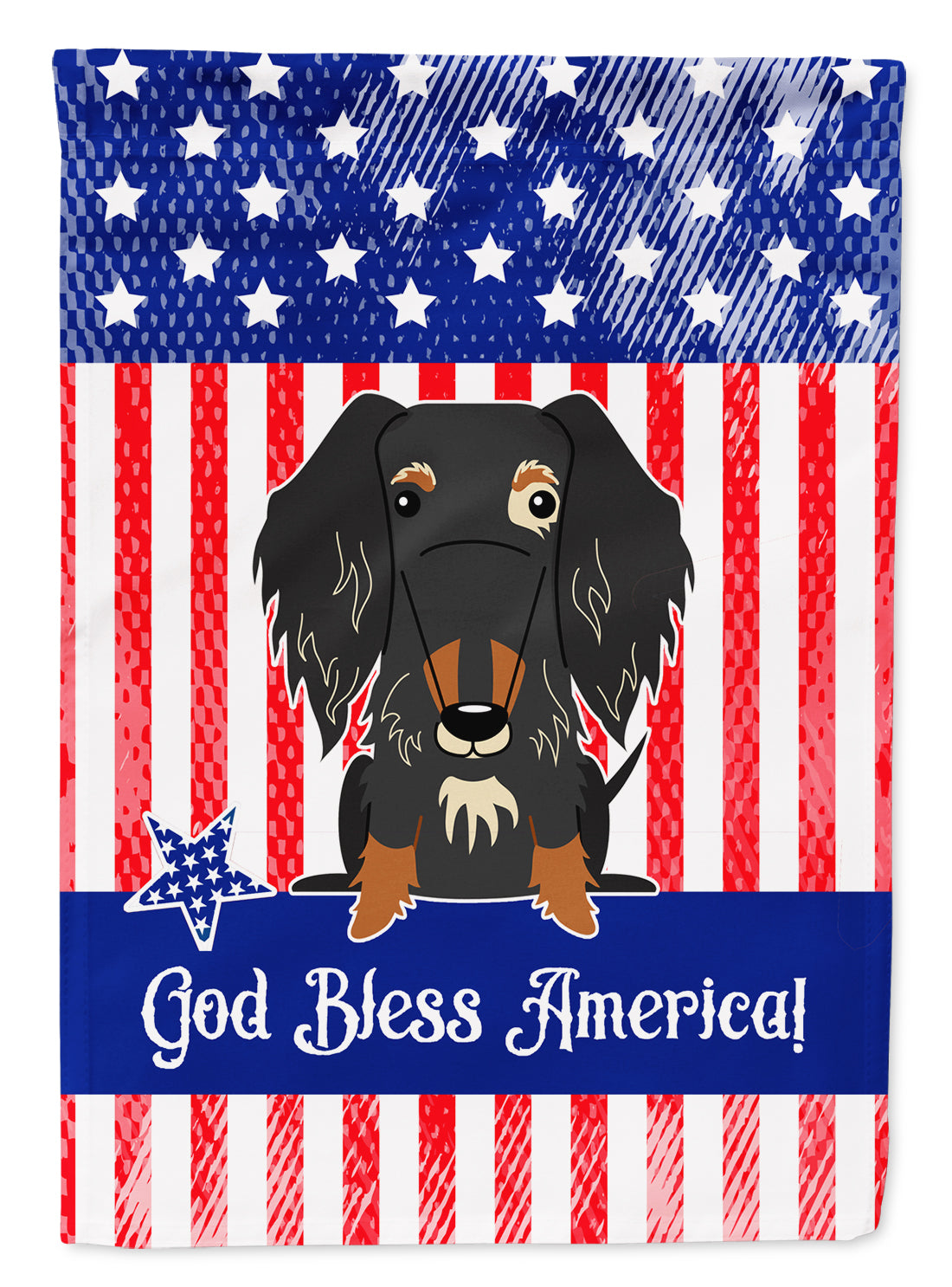 Patriotic USA Wire Haired Dachshund Dapple Flag Garden Size  the-store.com.